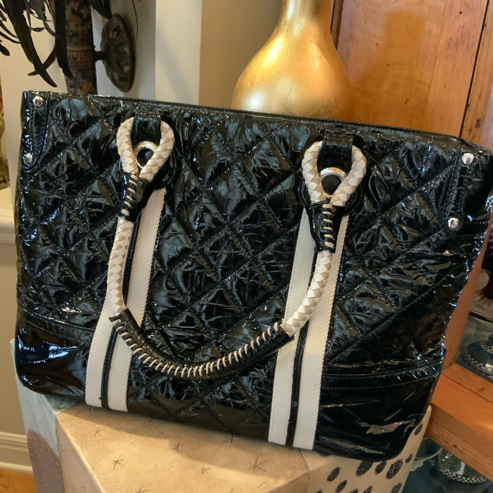 Handbag Shoulder Black Silver Hardware #L1